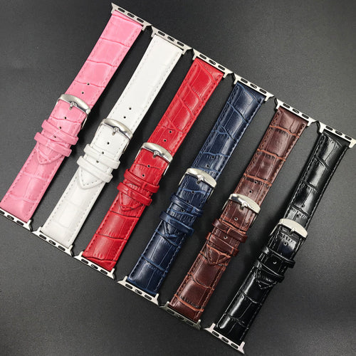 Bracelet Apple Watch en Cuir Véritable – Plusieurs Couleurs