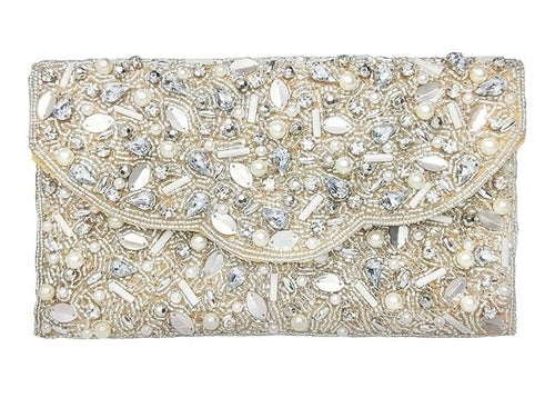 Sac À Main Soirée en Perles Blanches – Style Vintage